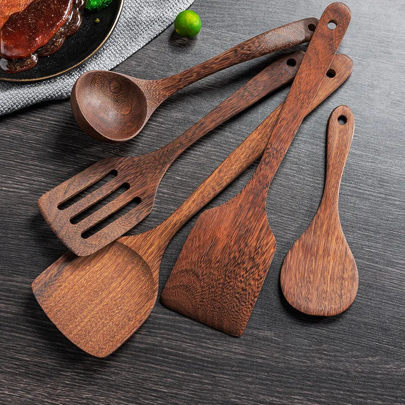 ™ Kitchen Utensils Set: Non-Stick Cookware with Wooden Handles