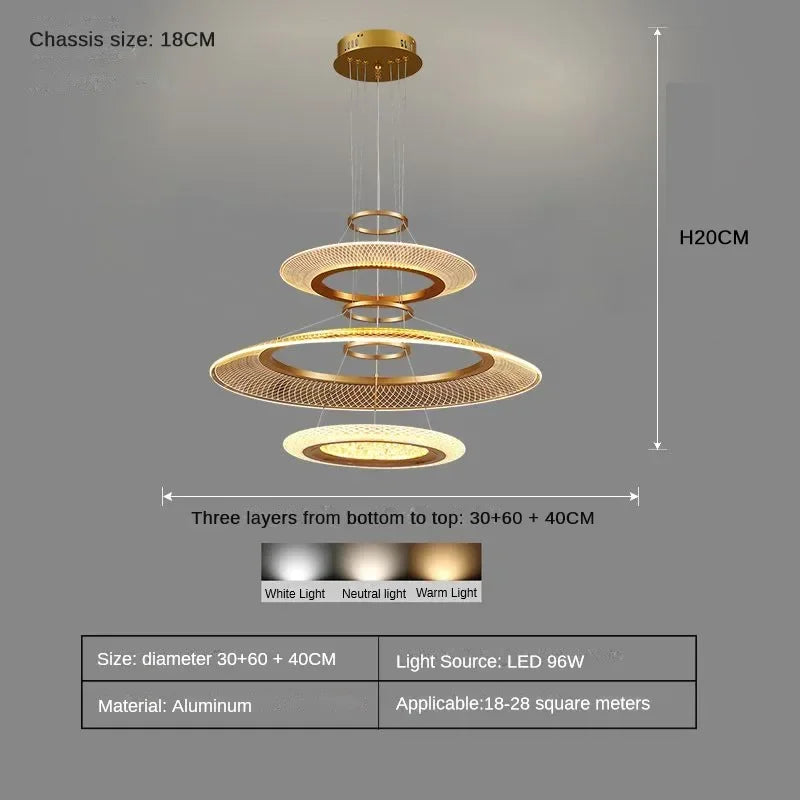 DecorBites™ LED Luxury Ring Chandelier for Living Room Decoration