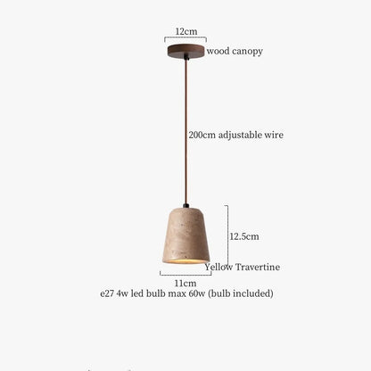 DecorBites™ Iron Yellow Travertine LED Pendant Light for Bedside Dining Living Room