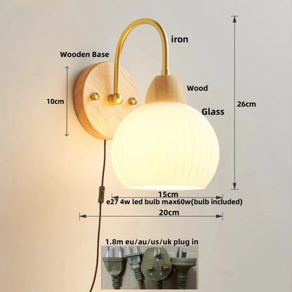 DecorBites™ LED Glass Wall Sconce Pull Chain Switch Modern Stair Light Fixtures
