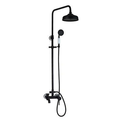 DecorBites™ 8" Black Rain Shower Head Set with Hand Spray and Mixer Faucet
