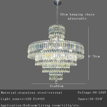 ™ Large Crystal Chandelier Chrome Hanging Lamp for Dining Room Decor