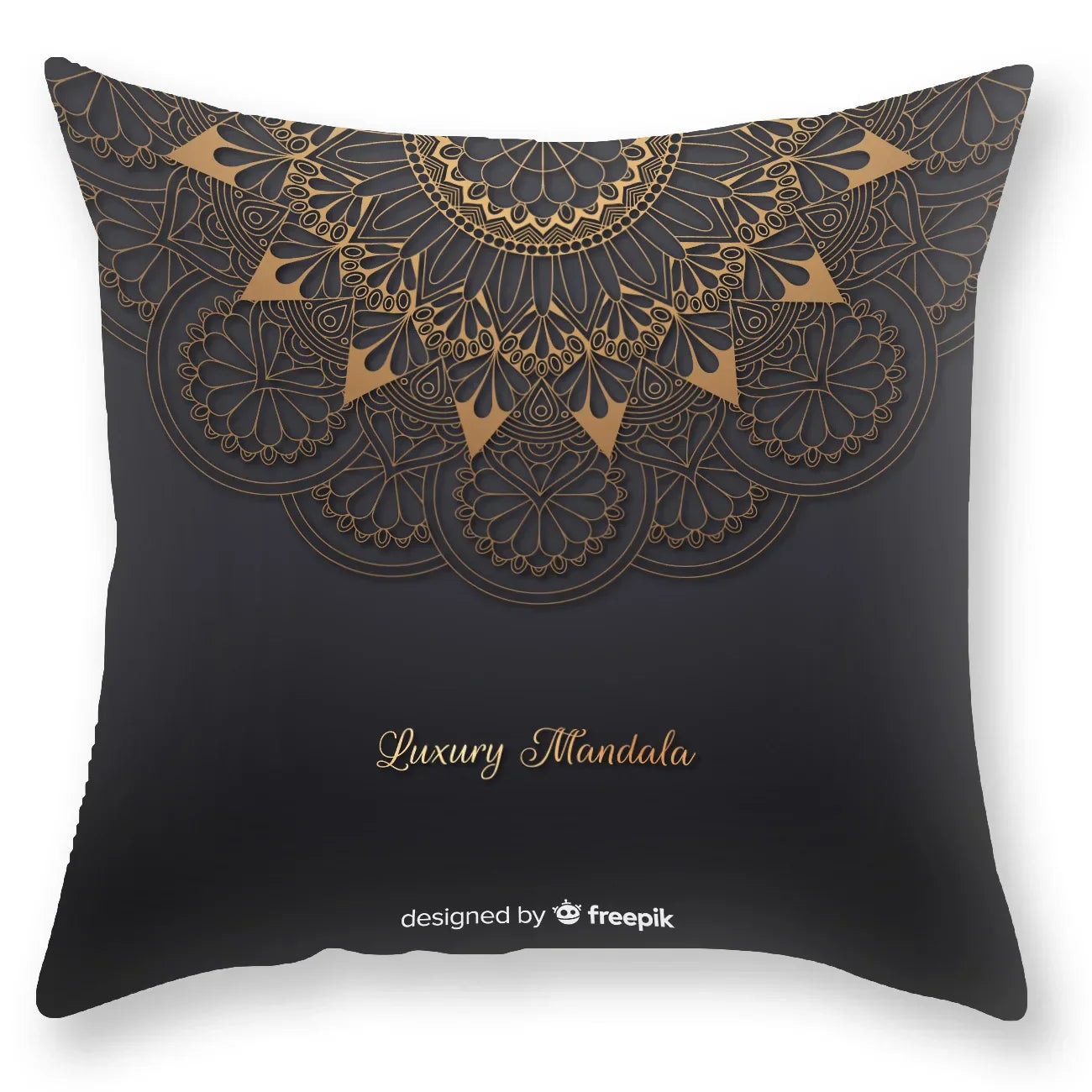 DecorBites™ Black Gold Mandala Luxury Printed Pillowcase §