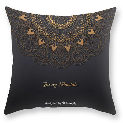 DecorBites™ Black Gold Mandala Luxury Printed Pillowcase §