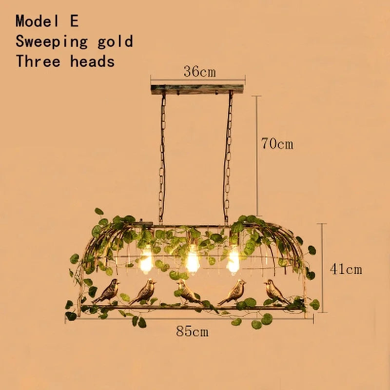 DecorBites™ Green Leaf Bird Cage Chandelier for Dining Table and Garden Decor