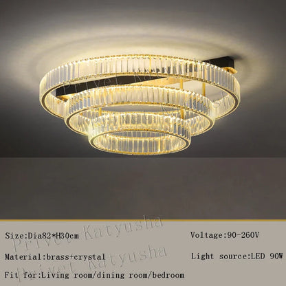 ™ Gold Crystal Copper Ceiling Lamps LED Modern Home Room Decor Lighting