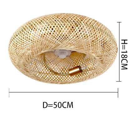 DecorBites™ Bamboo Ceiling Fan with Lights Remote Control Silent Retractable Blades 50cm