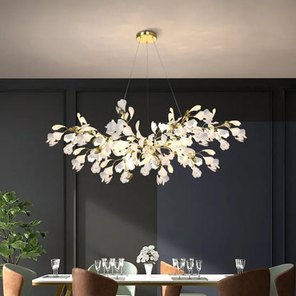DecorBites™ Ginkgo Branch Ceramic Chandelier for Luxe Dining & Study Room