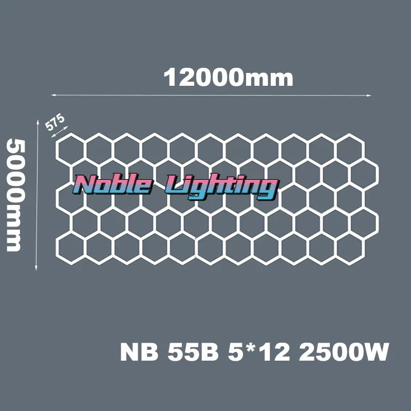 DecorBites™ Aluminum Housing Hexagon LED Light Bar Detailing Light 5X12M Honeycomb Ceiling Lamp