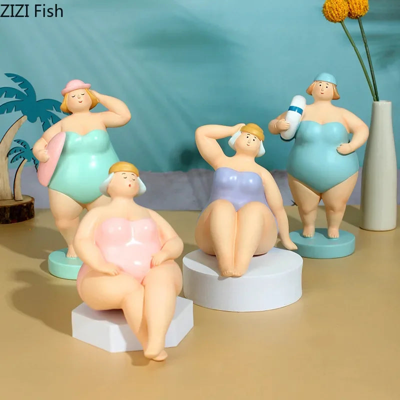 DecorBites™ Beach Swimsuit Fat Women Resin Sculpture Desk Ornament Aesthetic Decor