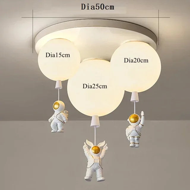 DecorBites™ Astronaut Balloon Ceiling Lamp: Modern Minimalist LED Chandelier for Kids' Room