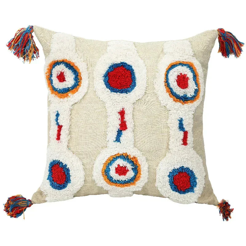 DecorBites™ Boho Geometric Tufted Tassel Cushion Cover 30x50/45x45cm