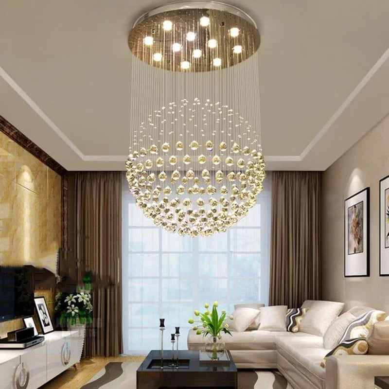DecorBites™ Crystal Ball Ceiling Chandelier: Elegant LED Light Fixture for Home Decor