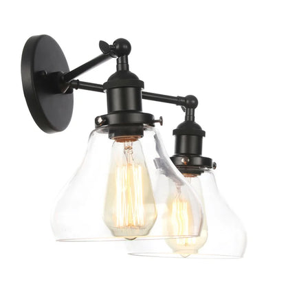DecorBites™ Black LED Wall Sconce 2-Head Lamp for Bedroom Bathroom Mirror