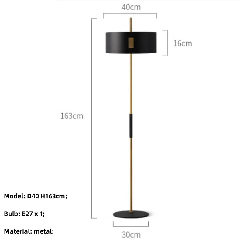 DecorBites™ Black Metal E27 Floor Lamp for Stylish Indoor Lighting