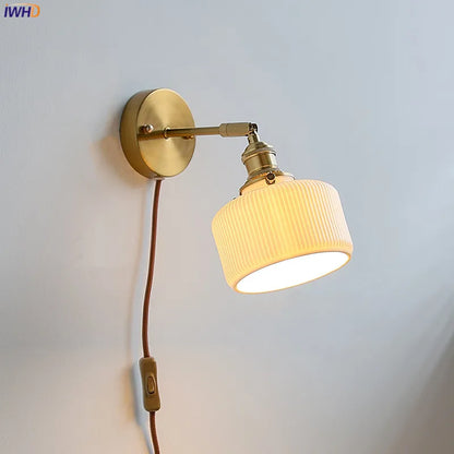 DecorBites™ Ceramic Wall Sconce with Adjustable Iron Arm for Living Room Décor