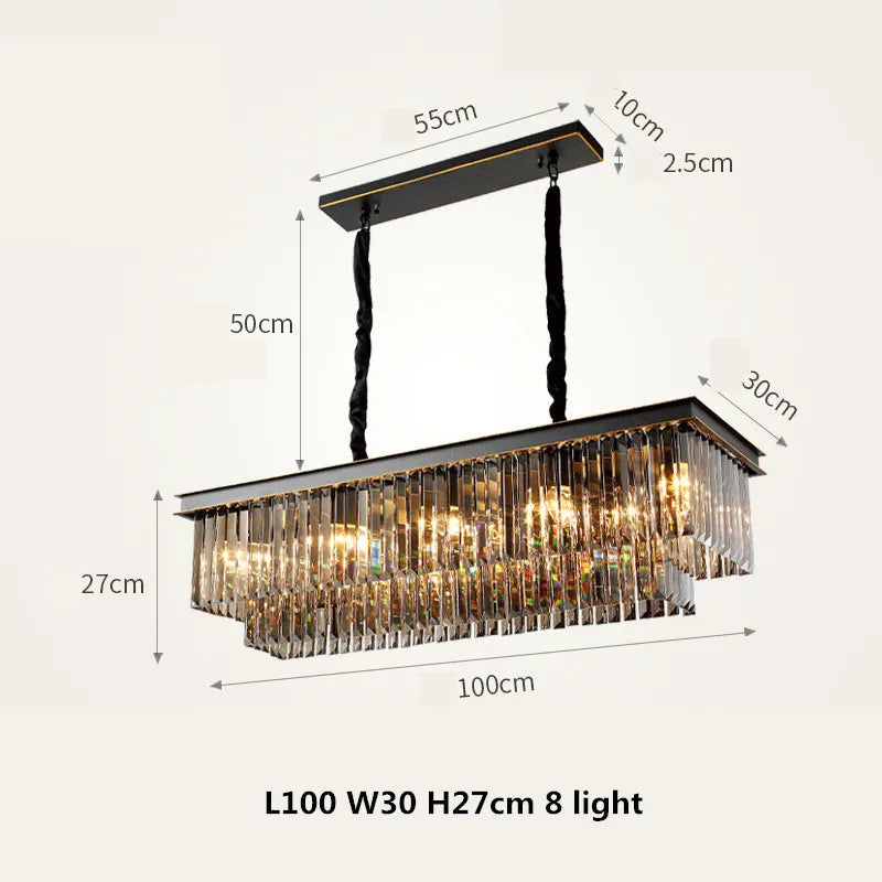 DecorBites™ Gold Black Metal LED Pendant Lights with Crystal Suspension and Chain Hangings