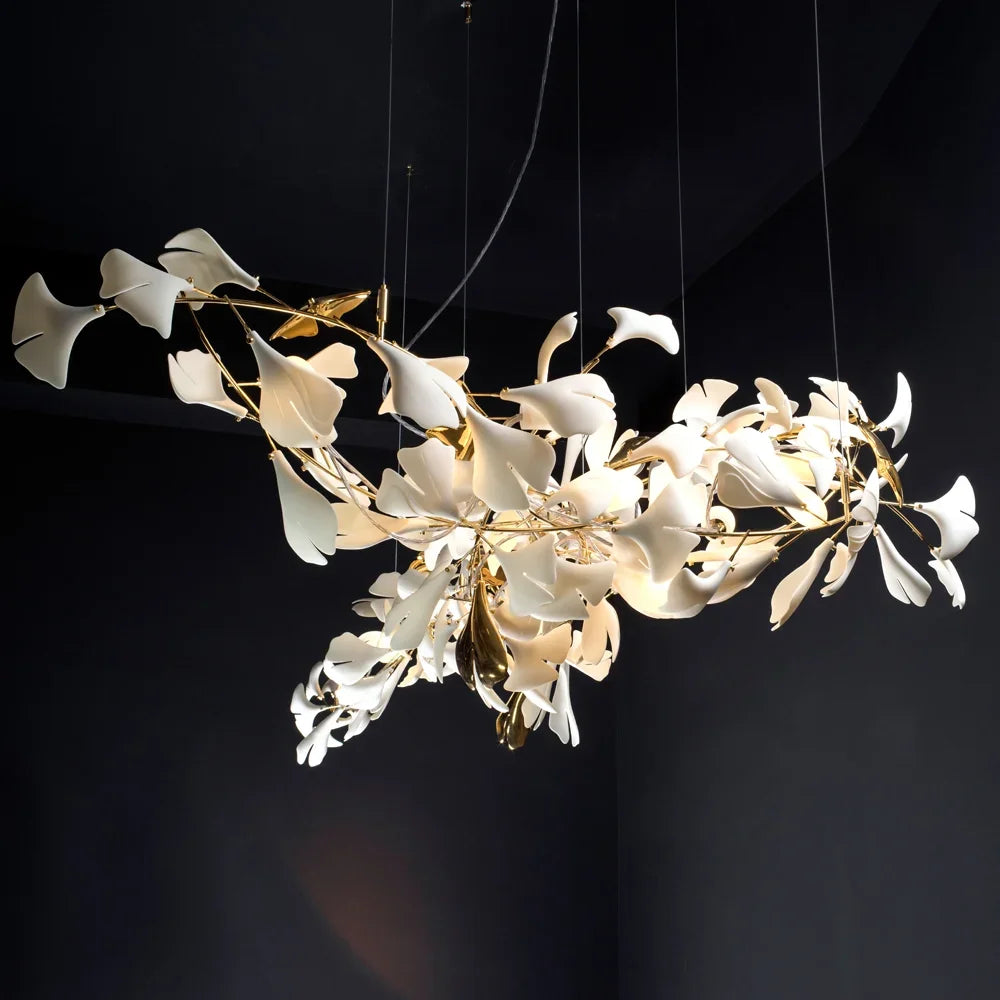 DecorBites™ Copper Ceramic Leaf Chandelier Lantern for Indoor Living Room & Lobby - Luxury Light