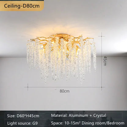 DecorBites™ Crystal Branch Chandelier: Elegant French Style Ceiling Light for Living & Dining Room