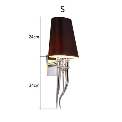 DecorBites™ Iron Claw Horn Wall Sconce with Cloth Lampshade for Bedroom and Living Room