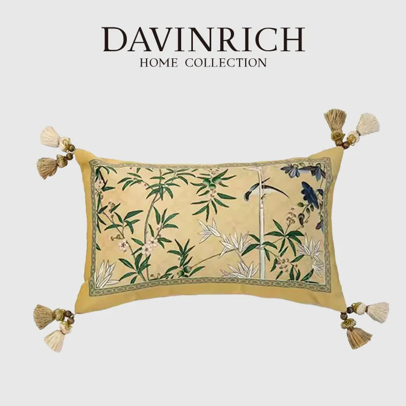 DecorBites™ Autum Orchid Velvet Lumbar Pillow Cover - Oriental Home Decor