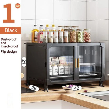 DecorBites™ Kitchen Cupboard Storage Rack with Dustproof Cover Organizing Dish Box