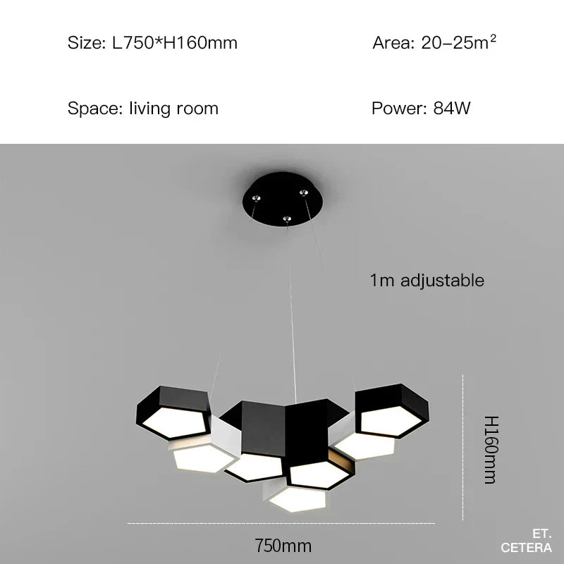 DecorBites™ Black White Diamond LED Ceiling Chandelier for Modern Home and Office