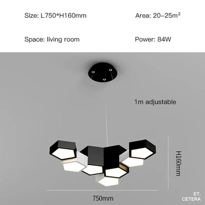 DecorBites™ Black White Diamond LED Ceiling Chandelier for Modern Home and Office