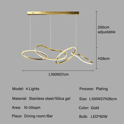 DecorBites™ LED Ring Chandelier for Living Dining Room - Postmodern Luxury Minimalist Art Lighting