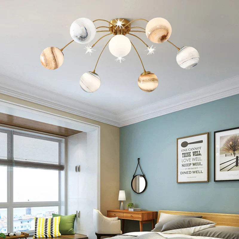 DecorBites™ Art Deco Planet Ball Pendant Lamp Gold Metal G9 Bulb - Elegant Hanging Light Fixtures
