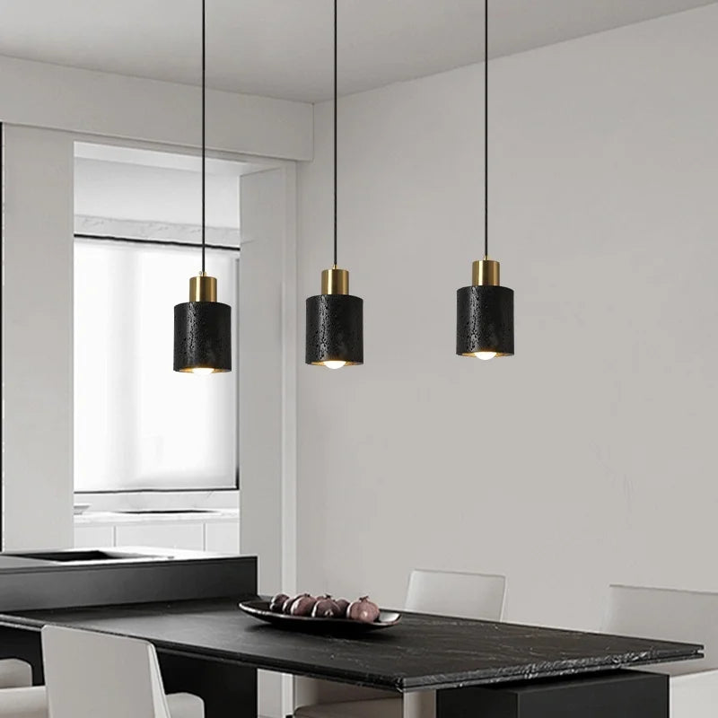 DecorBites™ Black Travertine LED Pendant Lamps: Nordic Modern Home Decoration Interior Hanging Light
