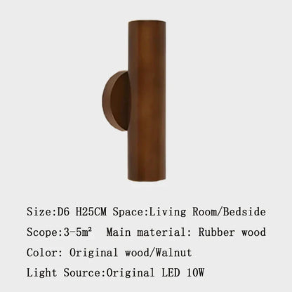 DecorBites™ LED Wood Wall Lamp: Nordic Style Walnut Sconce for Bedroom, Study, and Living Room