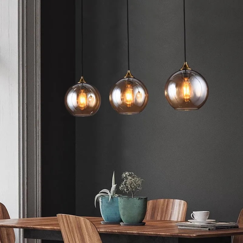 DecorBites™ Industrial Glass Pendant Light for Dining Table, Kitchen, Bar, Office - E27