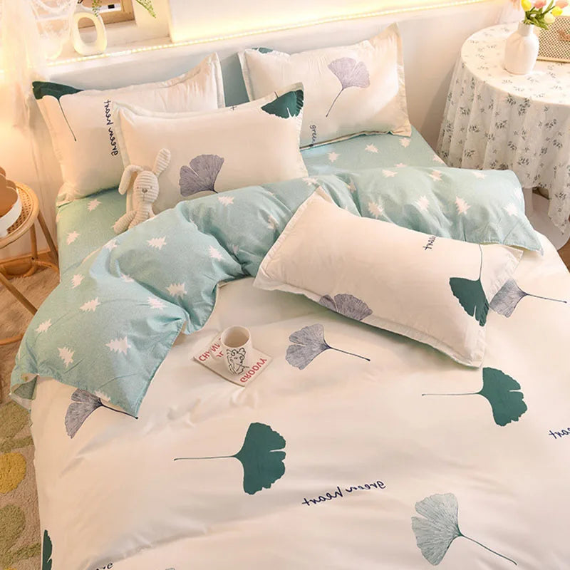 DecorBites™ Cartoon Print Bedding Set: Breathable Duvet Cover, Bed Sheet, Pillowcases - Double & Single Sizes
