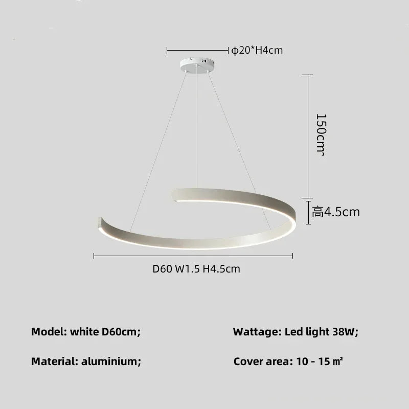 DecorBites™ Black LED Chandelier Pendant Light for Foyer Stairs Bar, Minimalist Indoor Hanging Lamp