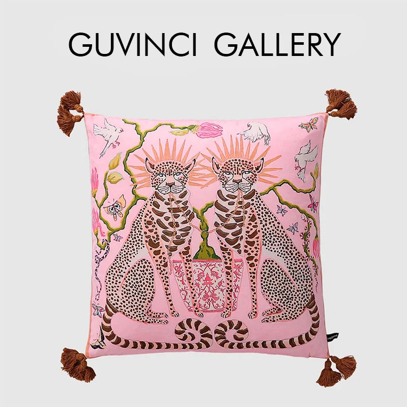 ™ Luxe Cheetah Halo Pillowcase: Decorative Tassel Cushion Cover GG Style