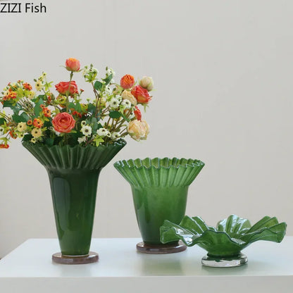 DecorBites™ Lotus Leaf Glass Vase: Elegant Table Decor & Plant Pot for Room Aesthetic