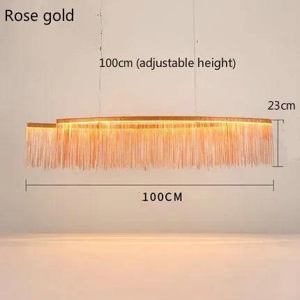 DecorBites™ LED Aluminum Tassel Chandelier: Modern Waterfall Pendant Light for Living Room, Hotel, Hall