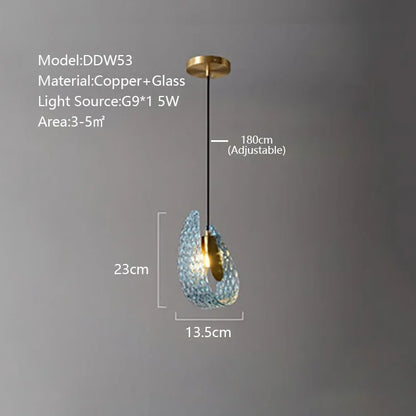 DecorBites™ Blue Peacock Leaf Glass Designer Chandeliers Lighting