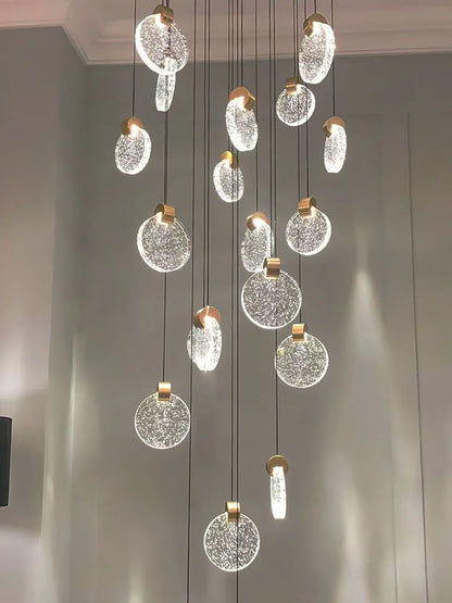 DecorBites™ Crystal Chandelier Pendant Light for Luxury Staircase