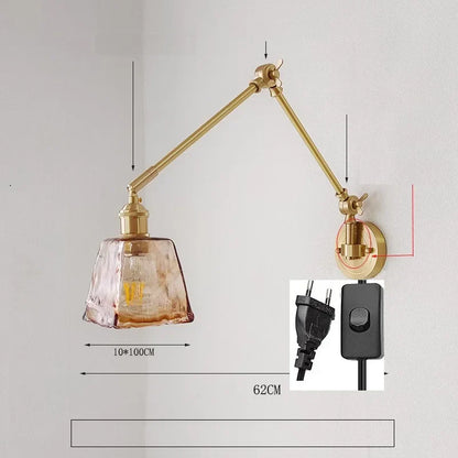 DecorBites™ Ceramic Copper LED Wall Lamp with Adjustable Long Arm Swing