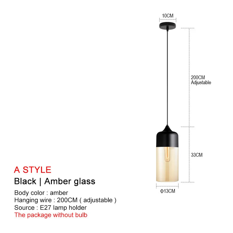 DecorBites™ Black Glass Pendant Lights: Modern Nordic Chandelier for Dining Room, Kitchen, Bedroom, and Restaurant