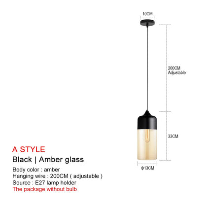 DecorBites™ Black Glass Pendant Lights: Modern Nordic Chandelier for Dining Room, Kitchen, Bedroom, and Restaurant