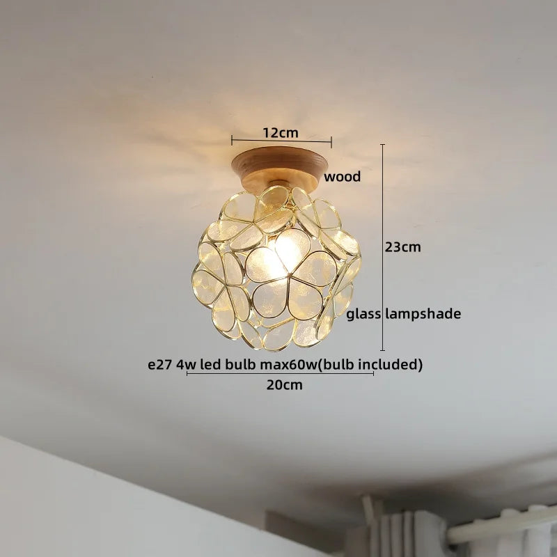 DecorBites™ Glass Wood LED Ceiling Light Modern Ceiling Lamp
