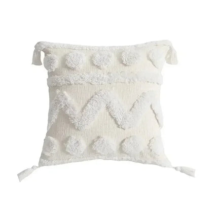 DecorBites™ Geometric Waves Tufted Pillow Covers with Embroidered Tassels