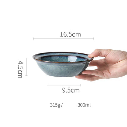 DecorBites™ Beautiful Blue Ceramic Bowl Kiln Dinnerware Dish