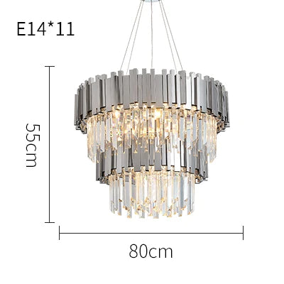 DecorBites™ Black Gold Crystal Oval LED Hanging Chandelier Lighting Fixture