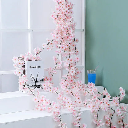 DecorBites™ Artificial Sakura Flowers Vine: Wedding Garden Rose Arch Decoration