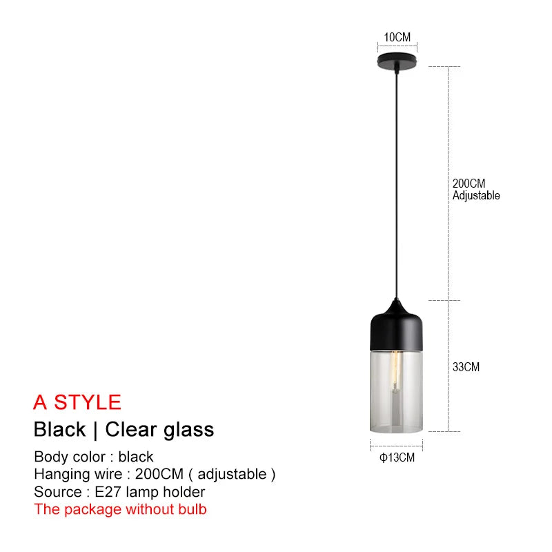 DecorBites™ Black Glass Pendant Lights: Modern Nordic Chandelier for Dining Room, Kitchen, Bedroom, and Restaurant