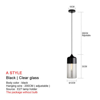 DecorBites™ Black Glass Pendant Lights: Modern Nordic Chandelier for Dining Room, Kitchen, Bedroom, and Restaurant
